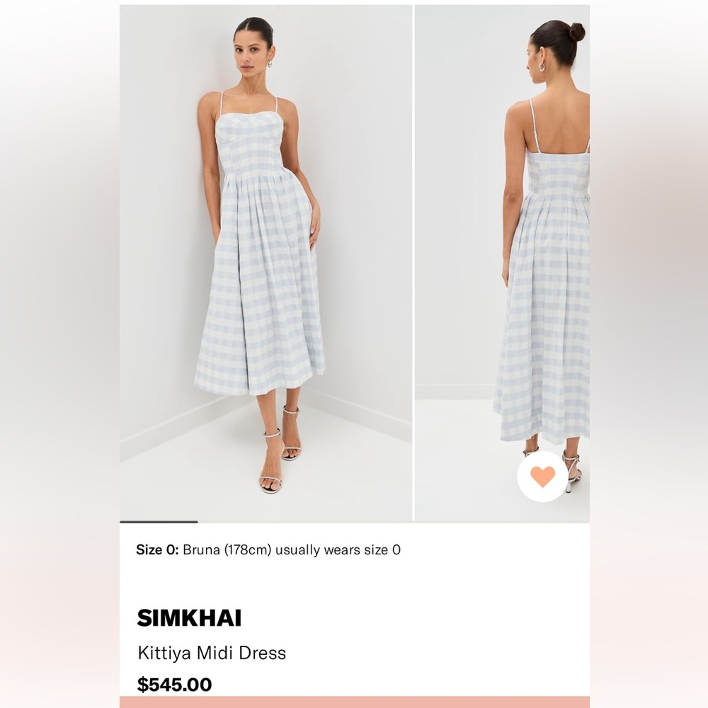 Simkhai Kittiyaa Midi Dress in Light Blue Gingham